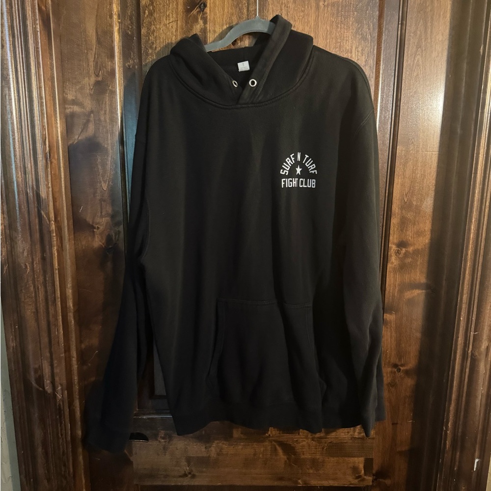 Black Graphic Hoodie with White Print